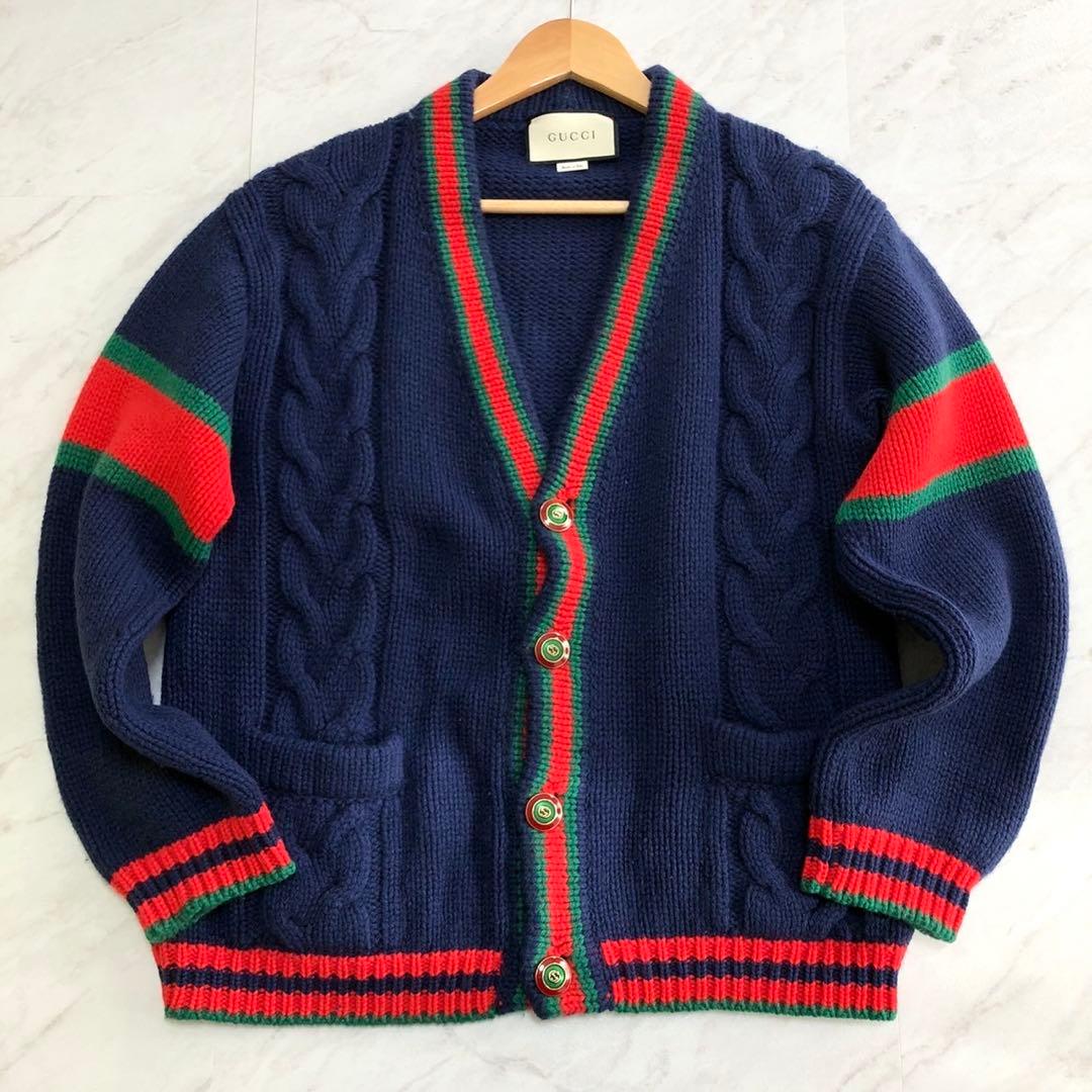 【美品】 GUCCI カーディガン ケーブル シェリーライン インターロッキング