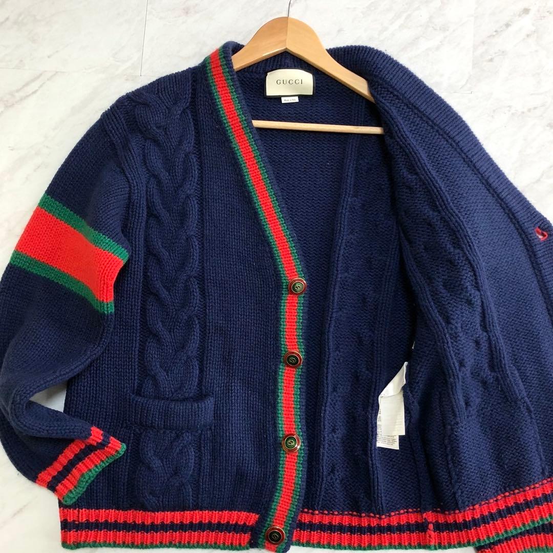 【美品】 GUCCI カーディガン ケーブル シェリーライン インターロッキング