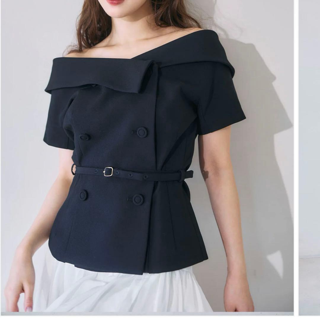 poláura オフショルカラーダブルボタンジャケット