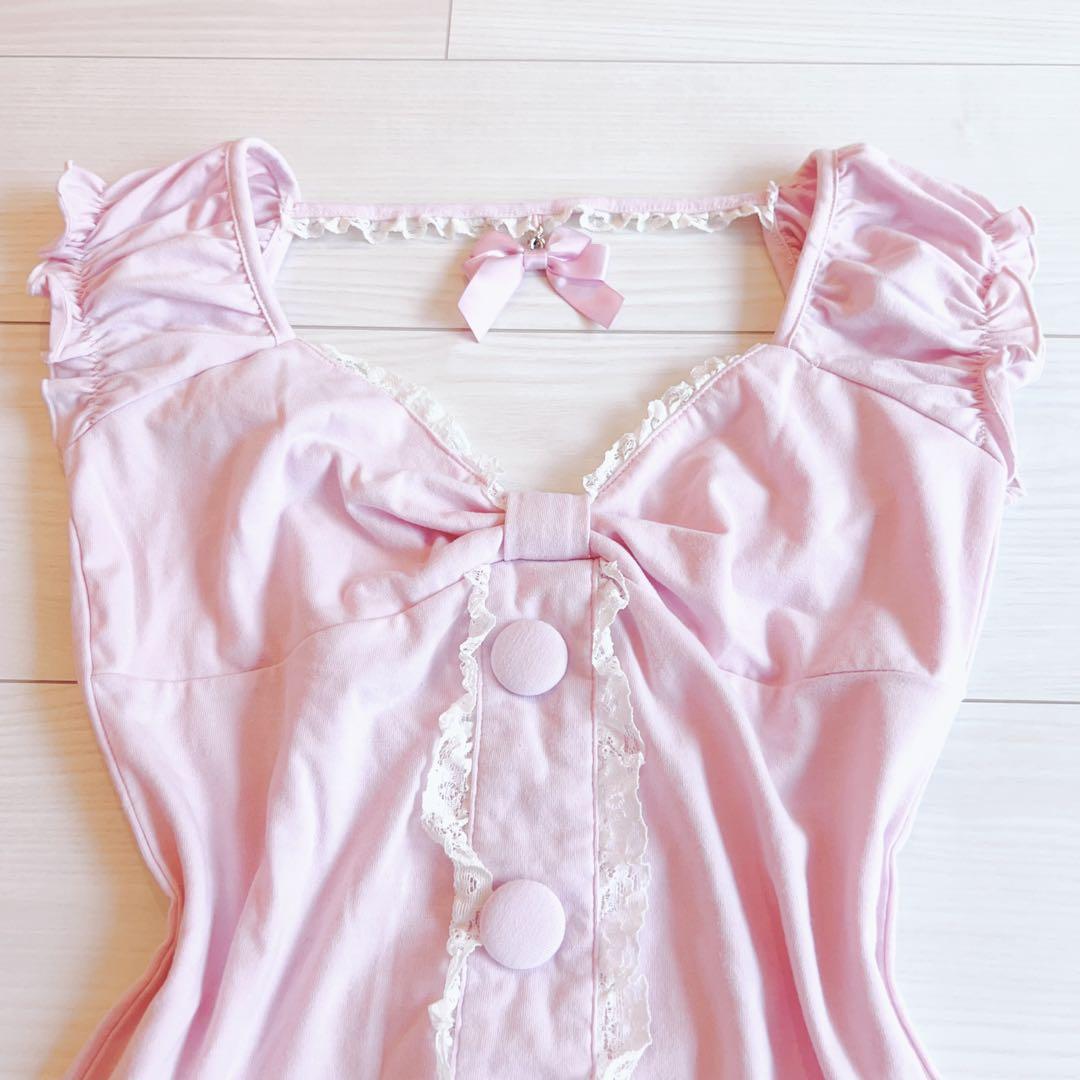 【TRALALA】リズリサ ピンク リボンチャーム トップス