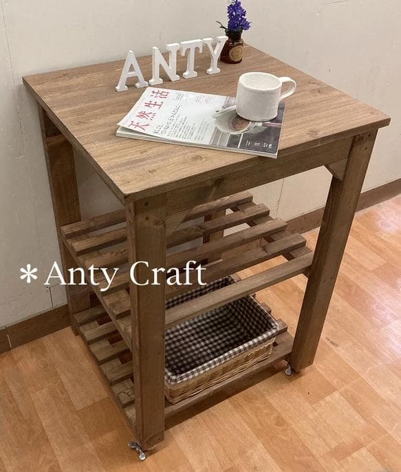 【サイズオーダー可】【引取可能】キッチンワゴン PC台 幅60cm UN 完成品