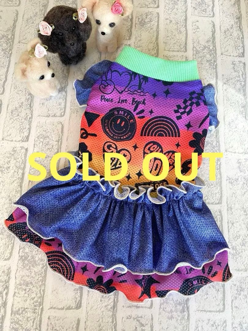 犬服 ワンピース(Ｓ) ꒡̈⃝Lily꒡̈⃝ハンドメイド