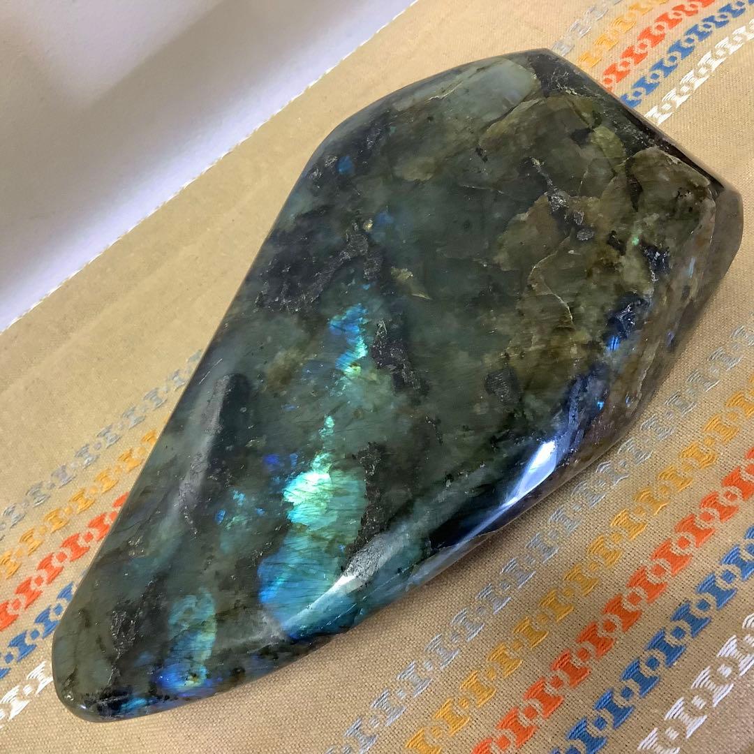 【前世の記憶、魂の学び】超特大サイズ！天然石 ラブラドライト 原石置き物