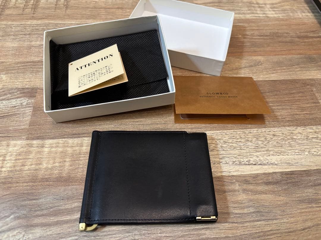 SLOW &CO マネークリップ　ブラックレザー