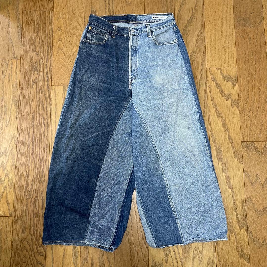 Sunny side up パッチワークデニムワイドパンツ