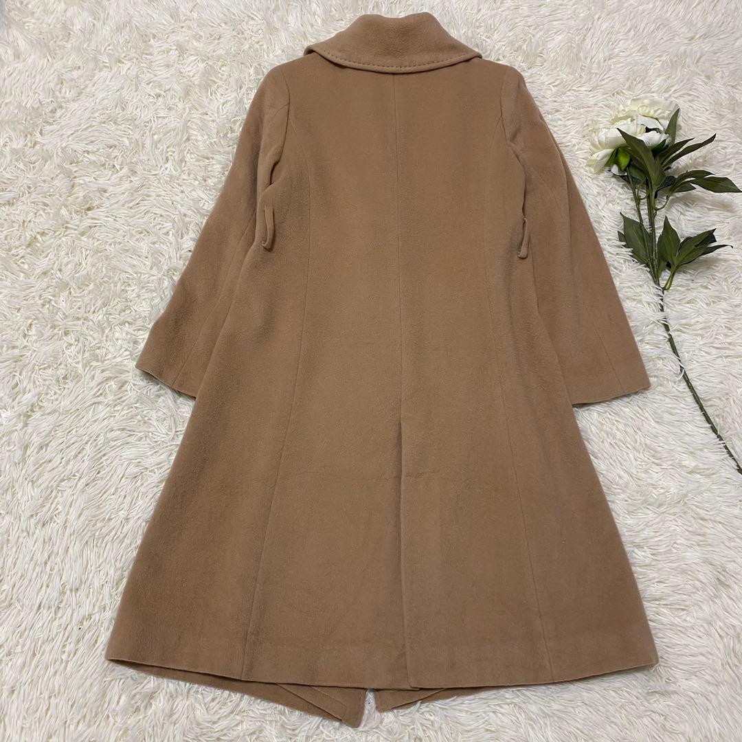 カシミヤ混 【ROPE】 ロングコート ビッグカラー 女優襟 キャメル 38