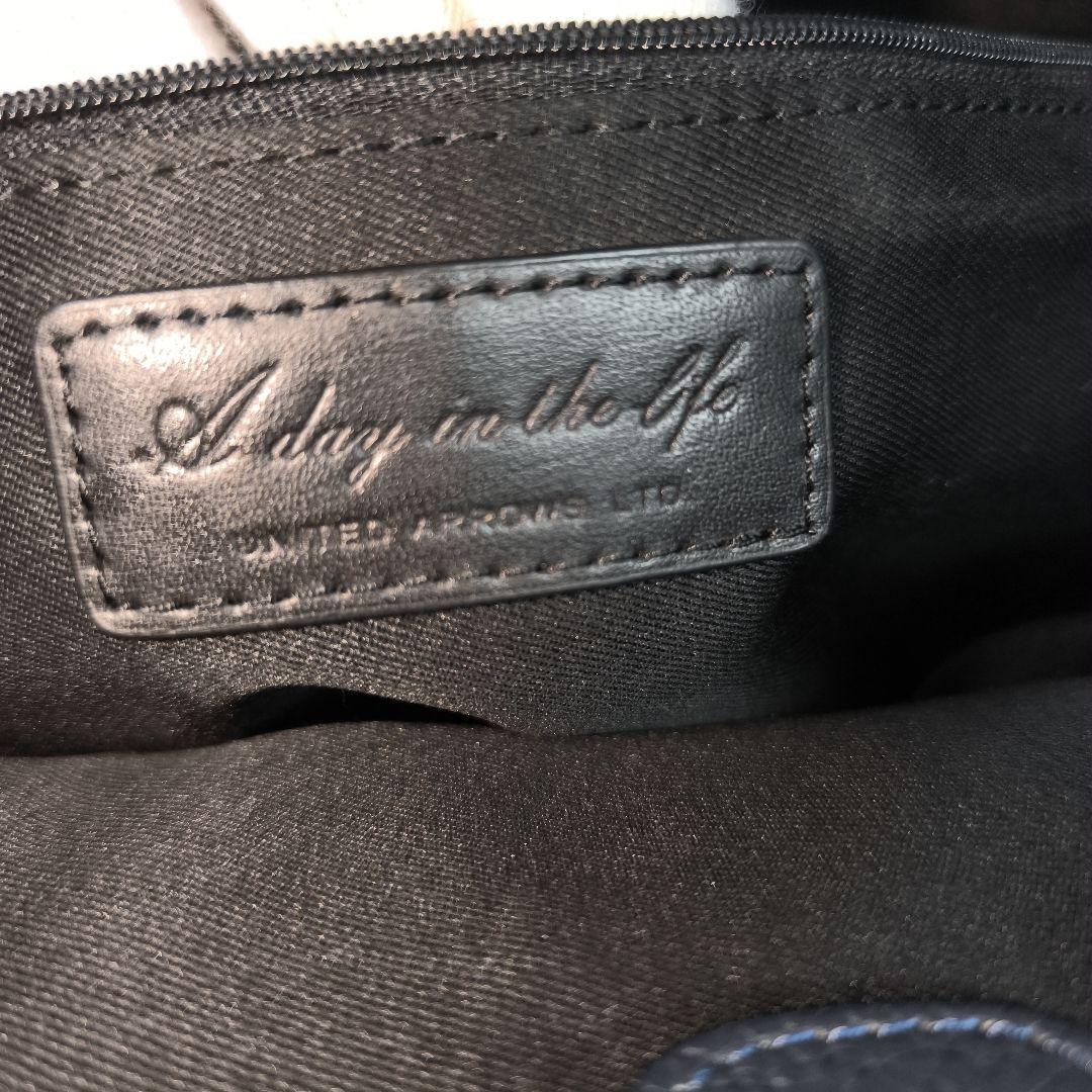 ✨極美品✨ ユナイテッドアローズ トートバッグ レザー シボ 紺 肩掛け A4可