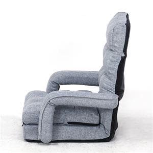 4WAY 座椅子/フロアチェア 【グレー】 幅40cm 肘付き 42段ギア