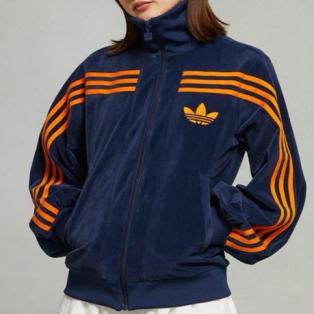 【美品 ベロア 2XL】adidas トラックジャケット ジャージ トレフォイル