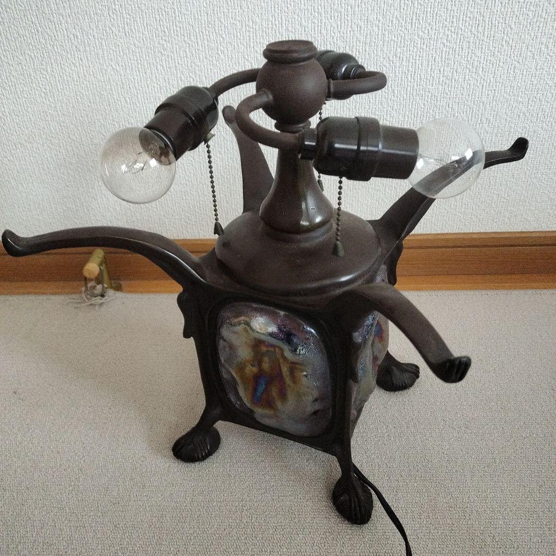 ステンドグラスライト　アンティーク　レトロ　昭和 ランプ ドラゴンフライデザイン