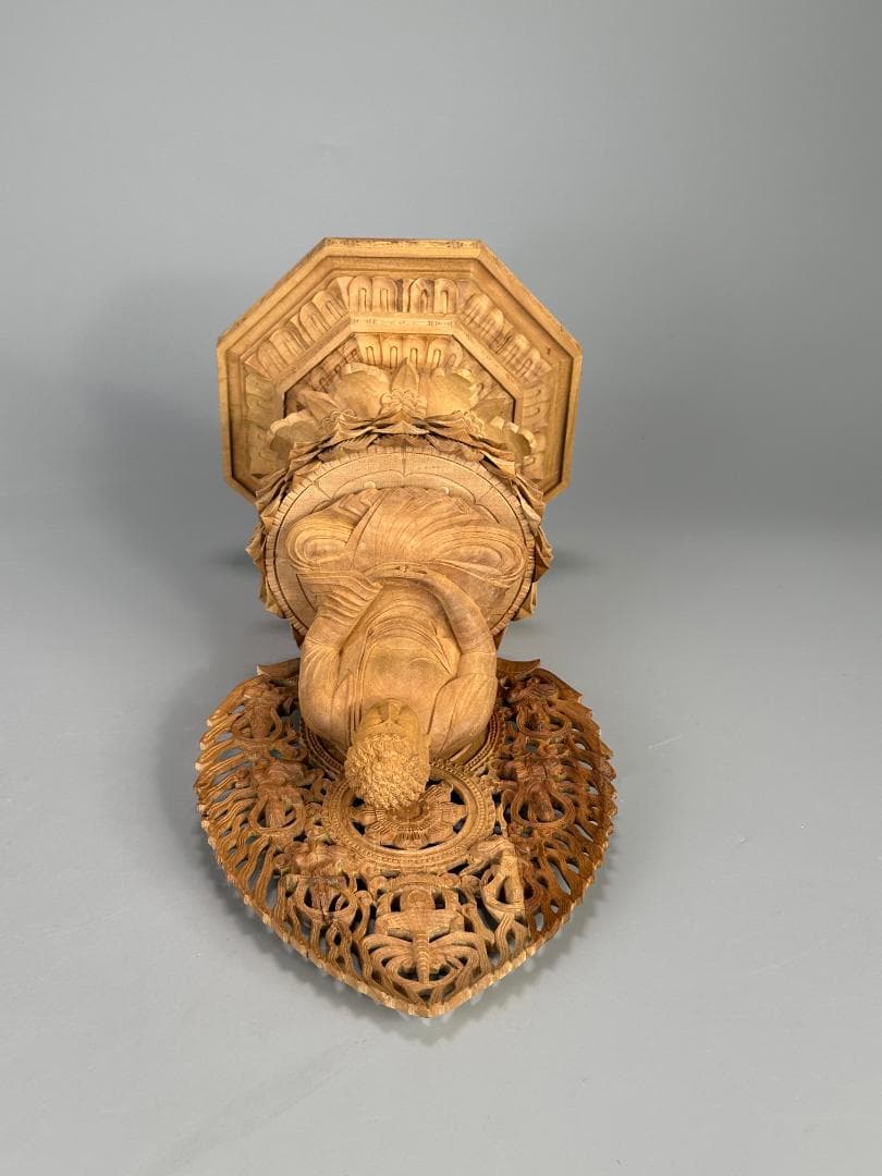 仏教美術　木彫　相国大龍　有馬頼底　白檀　細密木彫　証明書付　仏像　美品　共箱付