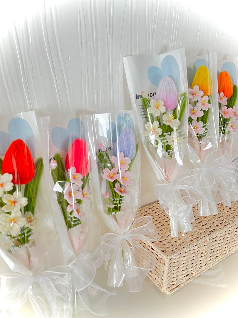 モールフラワー【がね〜しゃ】チューリップの花束,一輪ブーケ