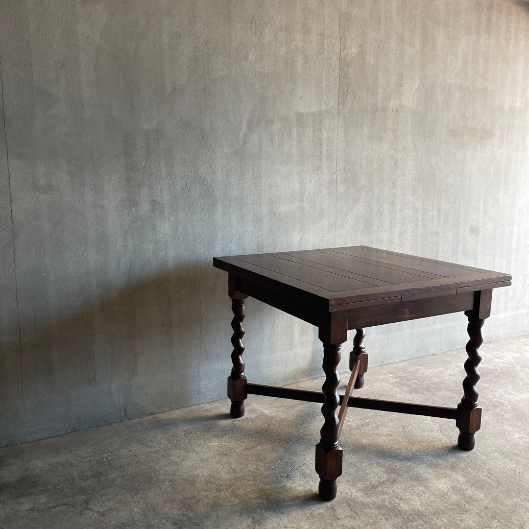 イギリス　オールドアンティーク家具 ドローリーフテーブル 拡張テーブル　オーク