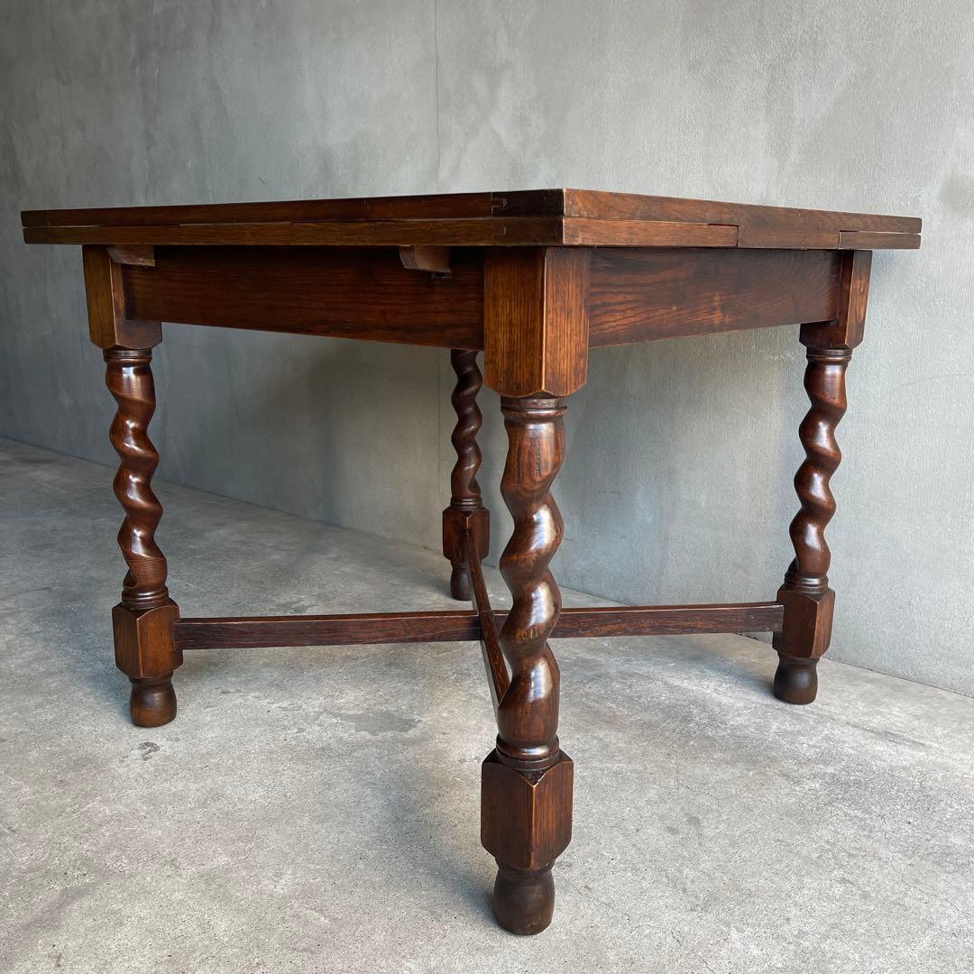 イギリス　オールドアンティーク家具 ドローリーフテーブル 拡張テーブル　オーク