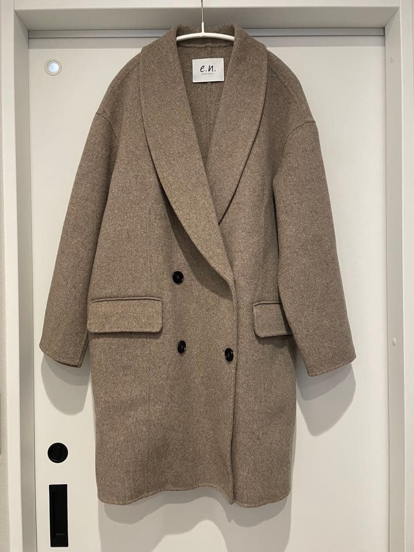 エバーネイビー　ウールリバーダブルコート　ベージュ Sサイズ