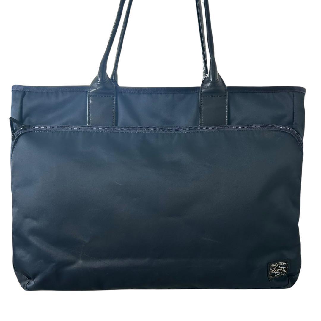 【良品】 ポーター タイム トートバッグ a4 肩掛け ビジネスバッグ ネイビー