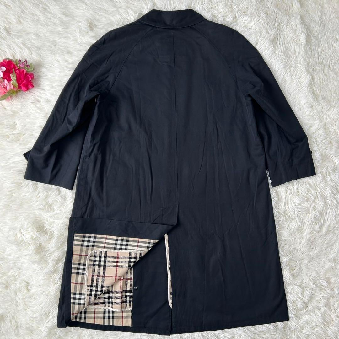 【極美品/LL】バーバリーロンドン ステンカラーコート ウールライナー付き 黒