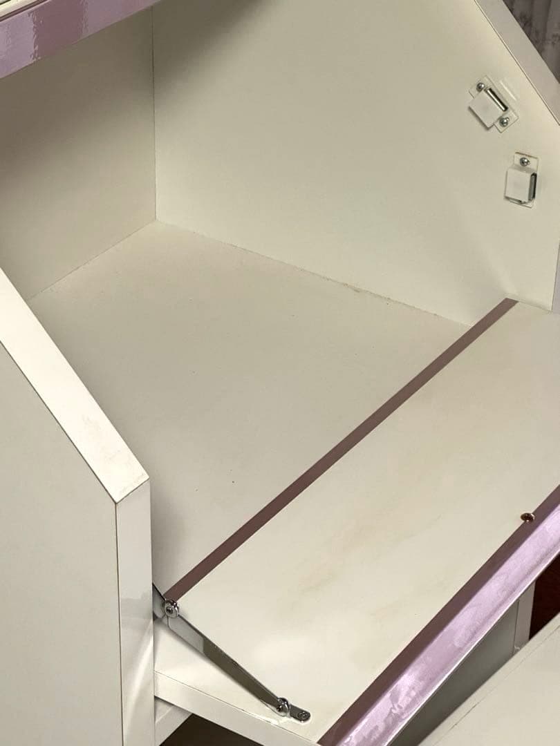 ホワイト ミラー付きドレッサー スツール付き