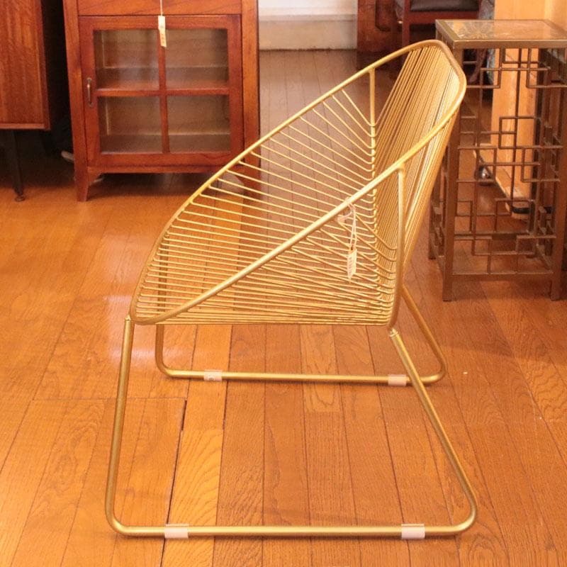 ゴールドフレーム ワイヤーワイドチェア 椅子 インテリア 399-2977