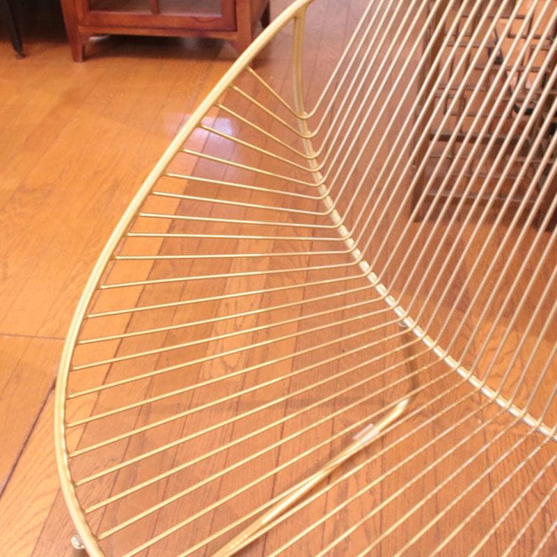 ゴールドフレーム ワイヤーワイドチェア 椅子 インテリア 399-2977