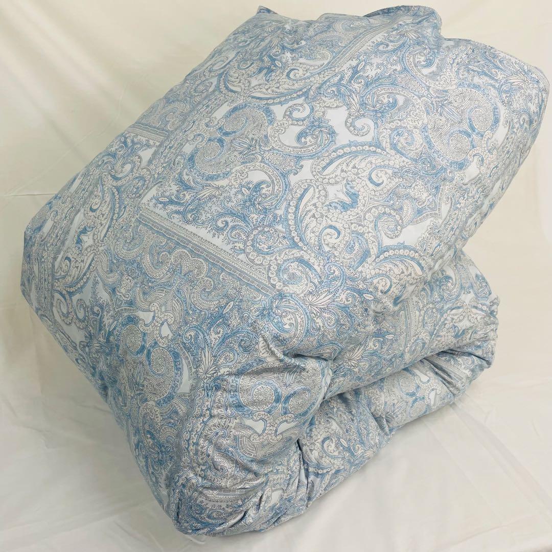 羽毛布団 ダブル ポーランド産ホワイトマザーグース 軽量生地 25738ブルー