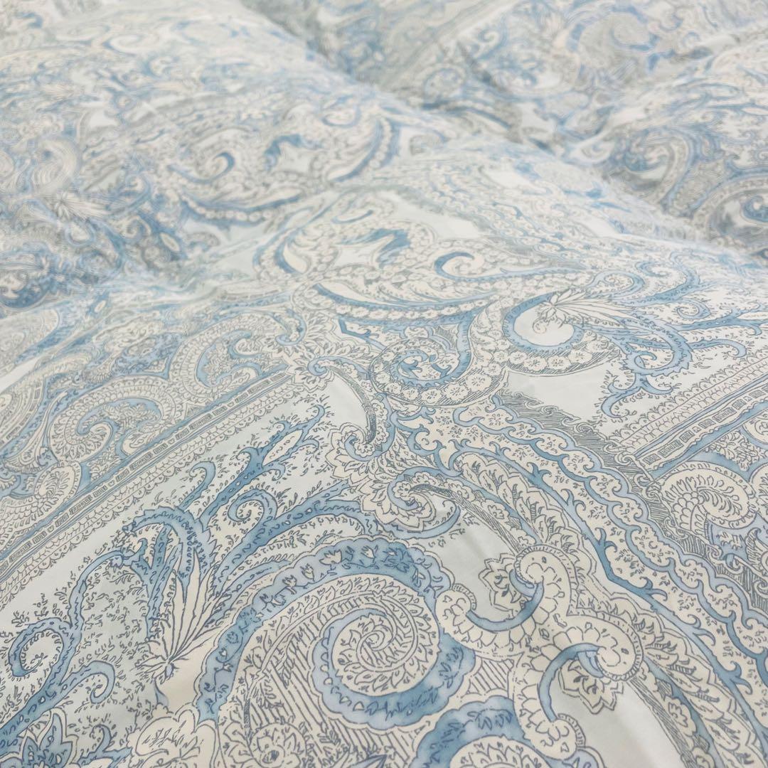 羽毛布団 ダブル ポーランド産ホワイトマザーグース 軽量生地 25738ブルー