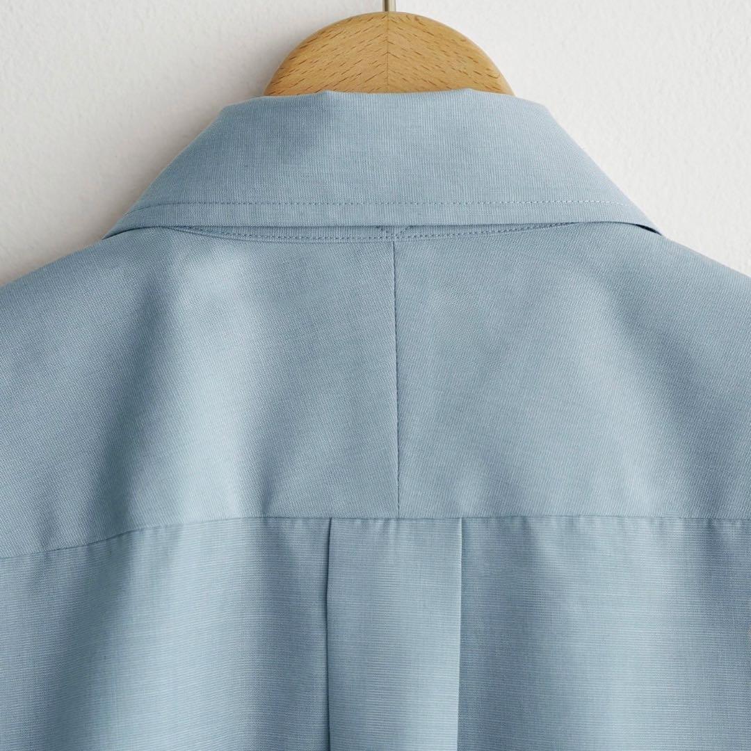 【新品・未使用】 MICRO SPAN BASIC SHIRT サックスブルーL