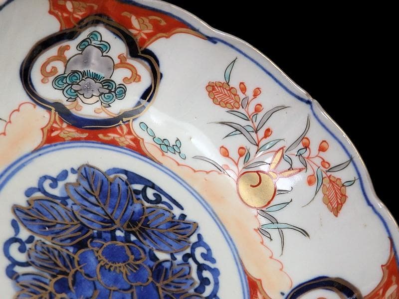 古伊万里　色絵　窓絵獅子　秋草に兎の図　膾皿　５客　D049AS-DBj