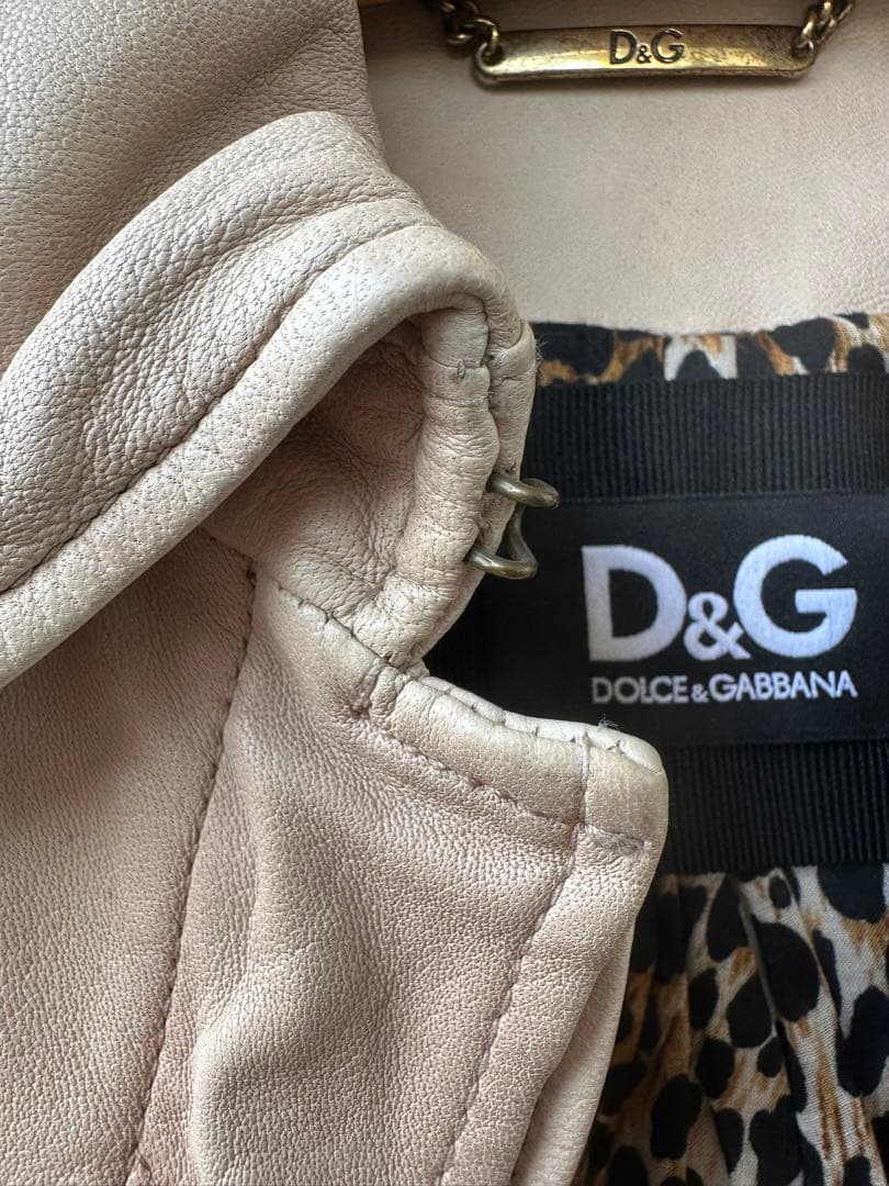 ドルチェ&ガッパーナ◻︎トレンチ風ショートジャケット　ヴィンテージ 豹柄 本革