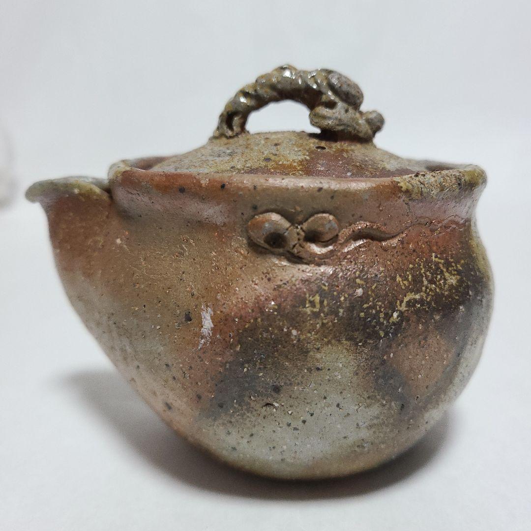 ■ 備前焼 茸 宝瓶 青 在銘　茶道具 煎茶器 青備前