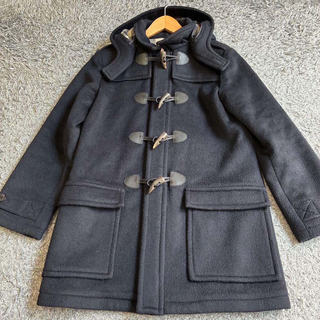 【良品】バーバリーチルドレン ダッフルコート ノバチェック ネイビー 160cm