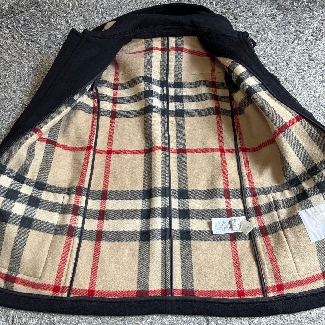 【良品】バーバリーチルドレン ダッフルコート ノバチェック ネイビー 160cm