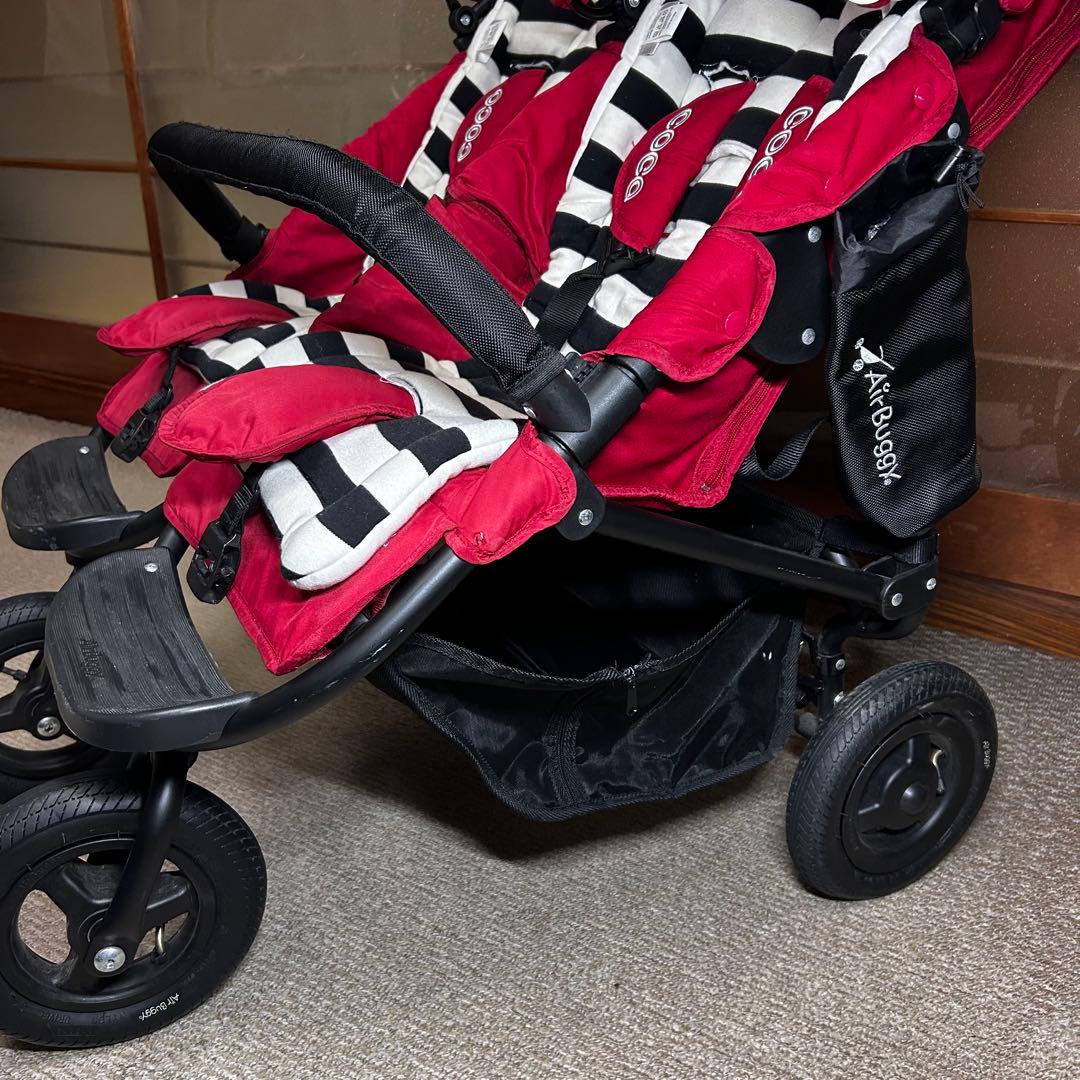 美品 エアバギーAirBuggyココダブル ベビーカー 2人乗り チェリーレッド