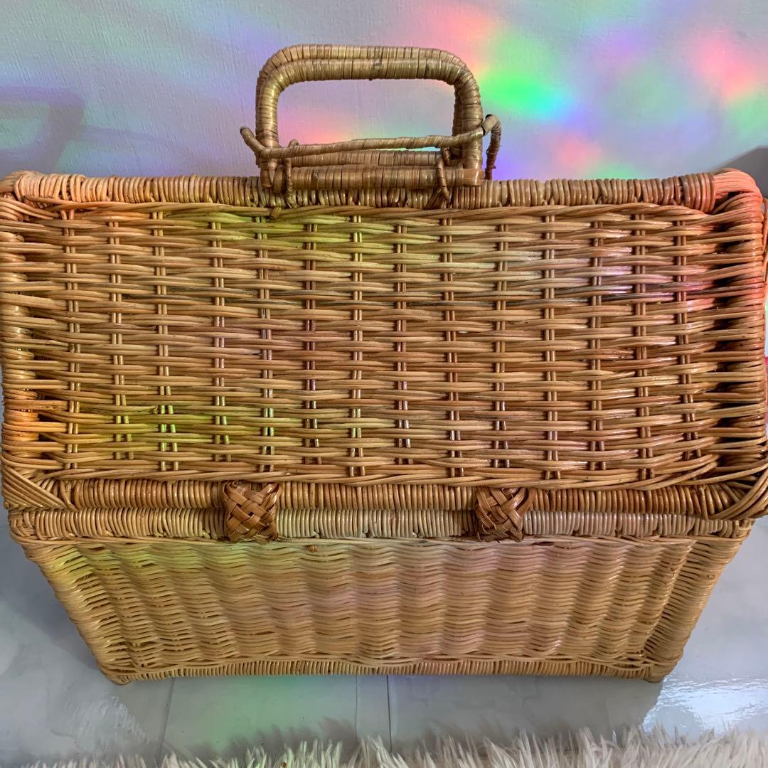 ラタン製 ペットキャリー カゴバック