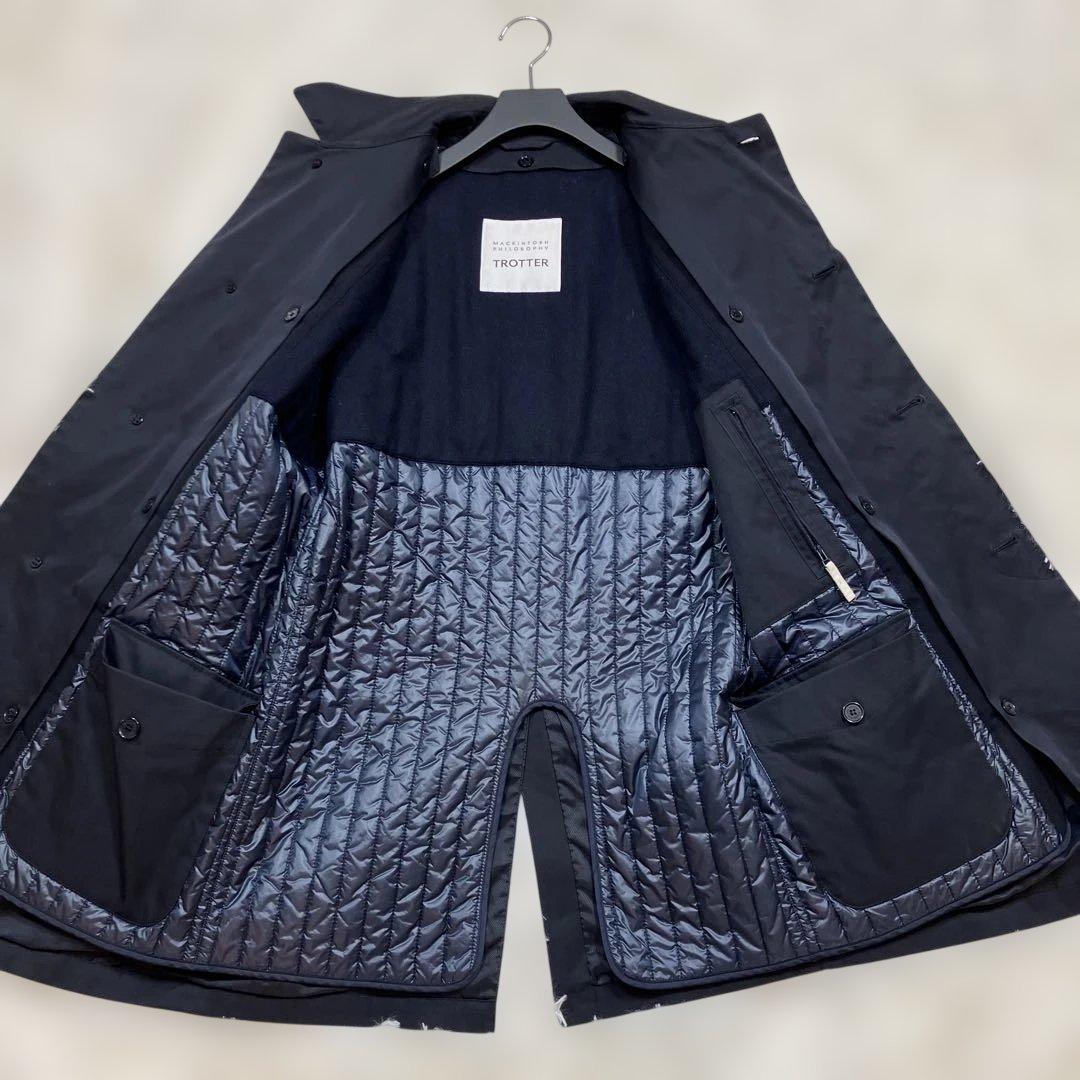 極美品 マッキントッシュ ステンカラーコートトロッター ライナー付き 紺色 M