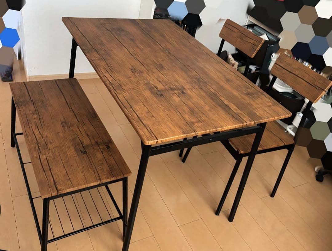 木製ブラウンダイニングテーブルセット（引き取りのみ）