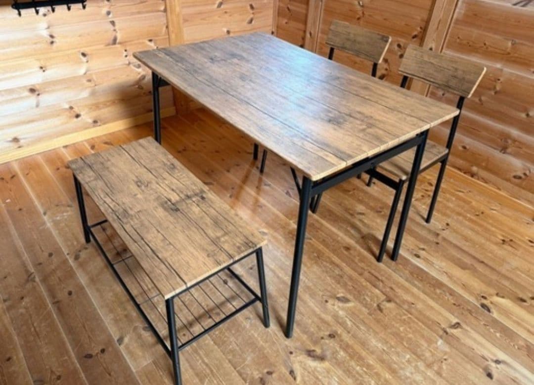 木製ブラウンダイニングテーブルセット（引き取りのみ）