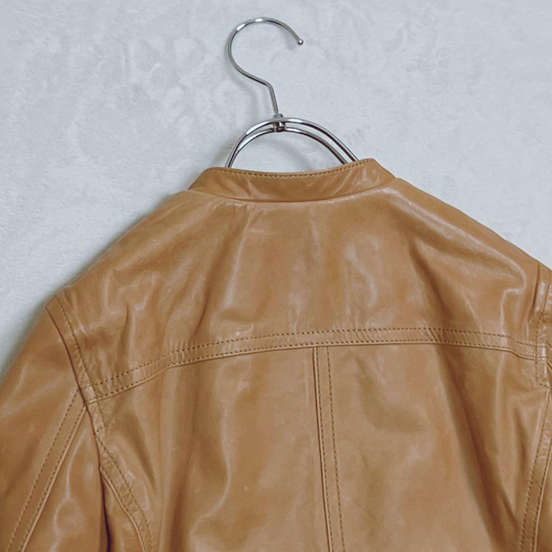 『トゥモローランド コレクション』ラムレザージャケット 羊革 キャメル 9号