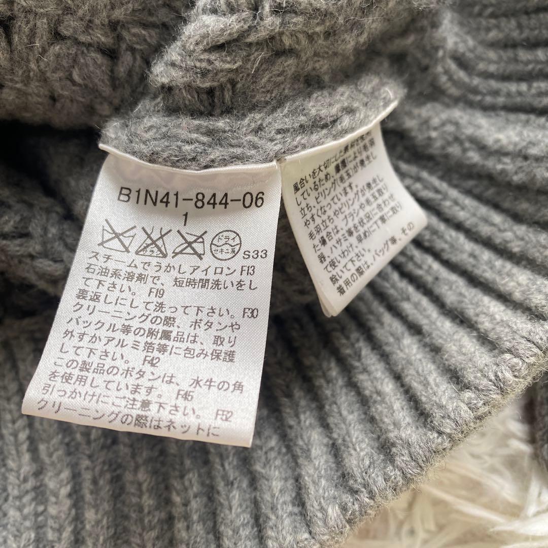 美品　バーバリー　ダッフル　ニットコート　カーディガン　カシミヤ混　フード取外可