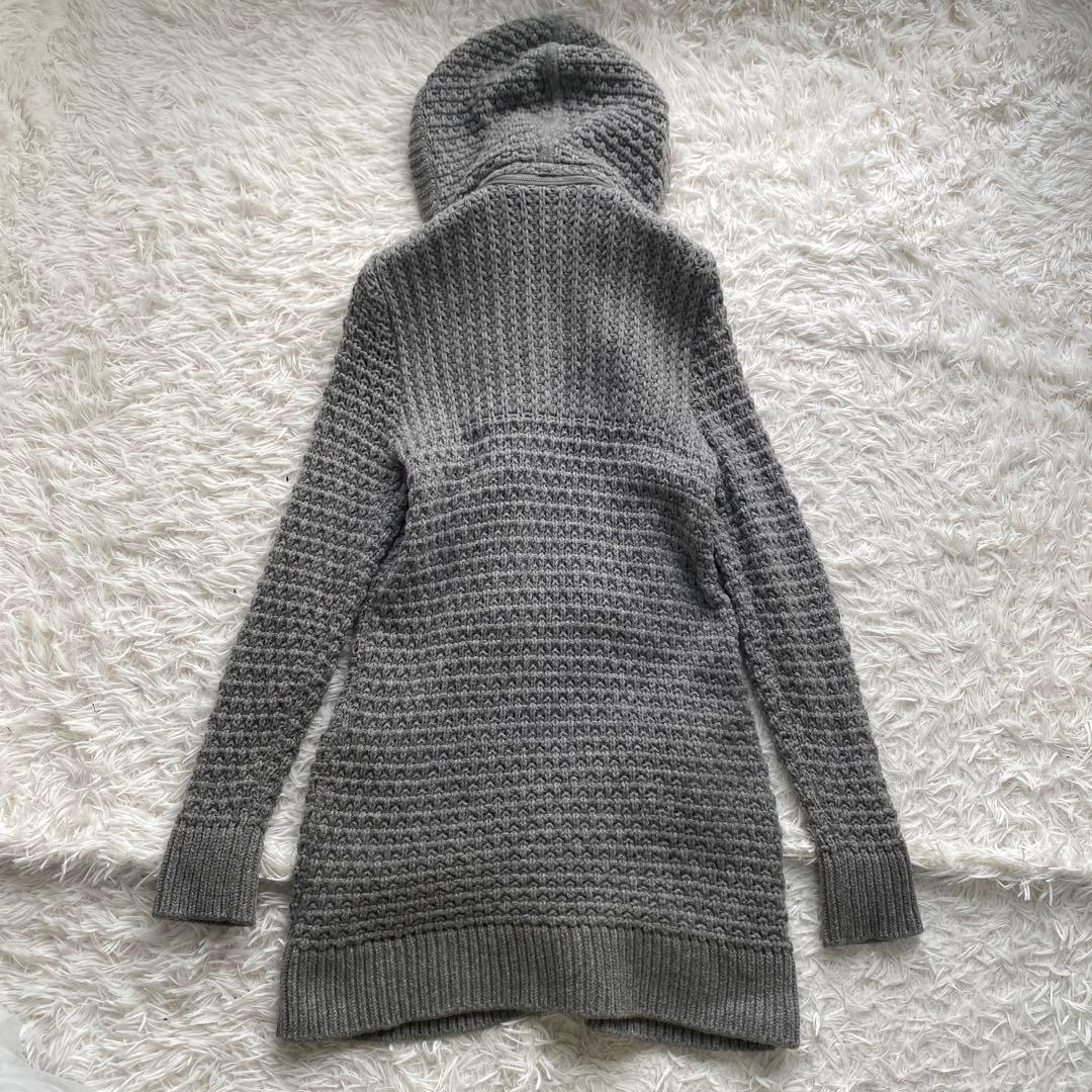 美品　バーバリー　ダッフル　ニットコート　カーディガン　カシミヤ混　フード取外可