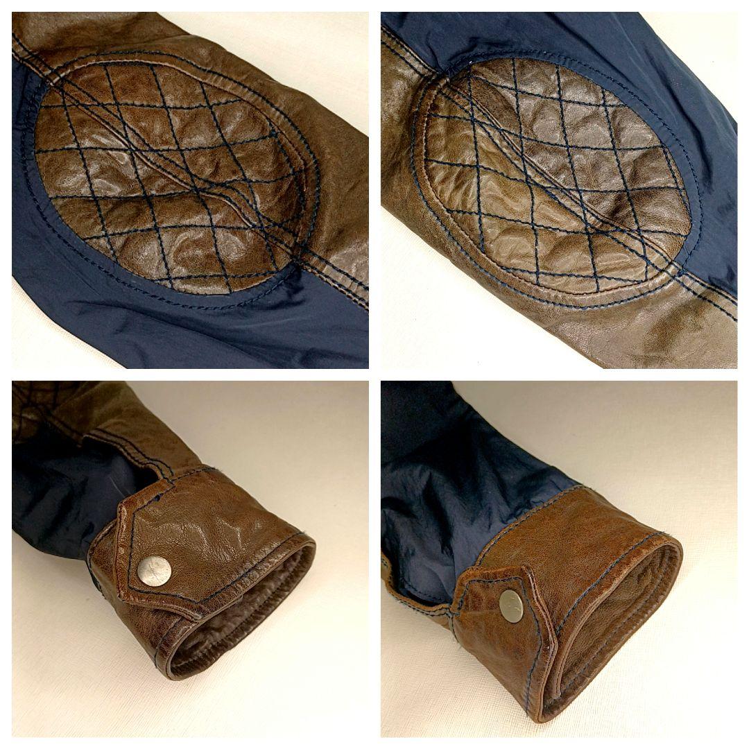 美品★DIESEL ディーゼル　ラムレザー × ナイロン　ライダースジャケット