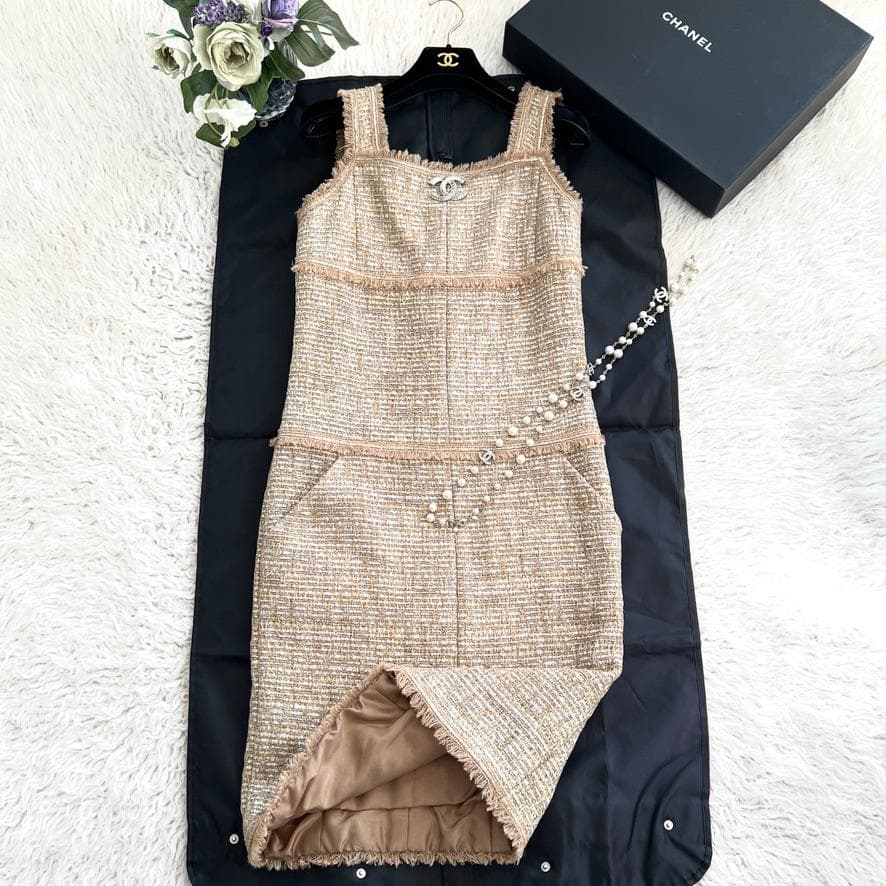 新品同様★CHANEL★ルサージュ★ツイード★ゴールド★ワンピース