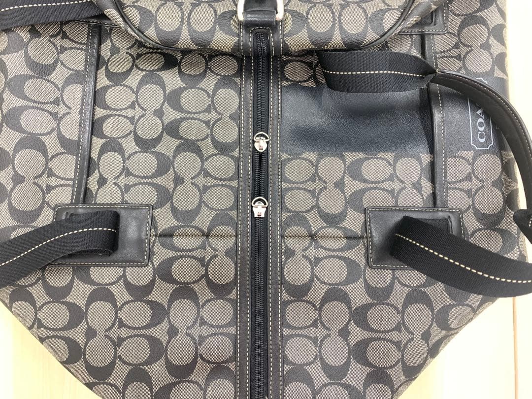 ★コーチ 大型 2WAY ボストンバッグ ヘリテージ ストライプ シグネチャー