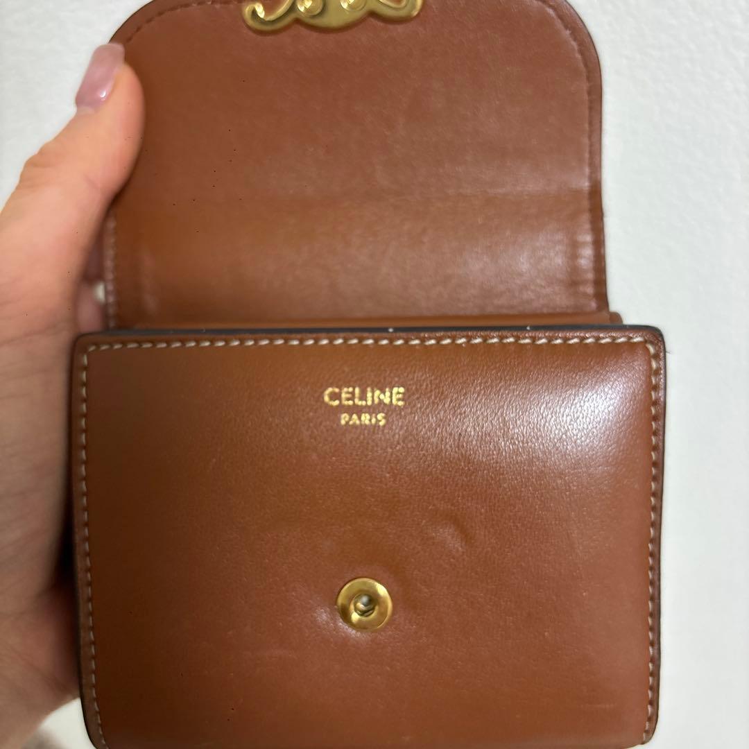 セリーヌ　折りたたみ　財布　キャメル
