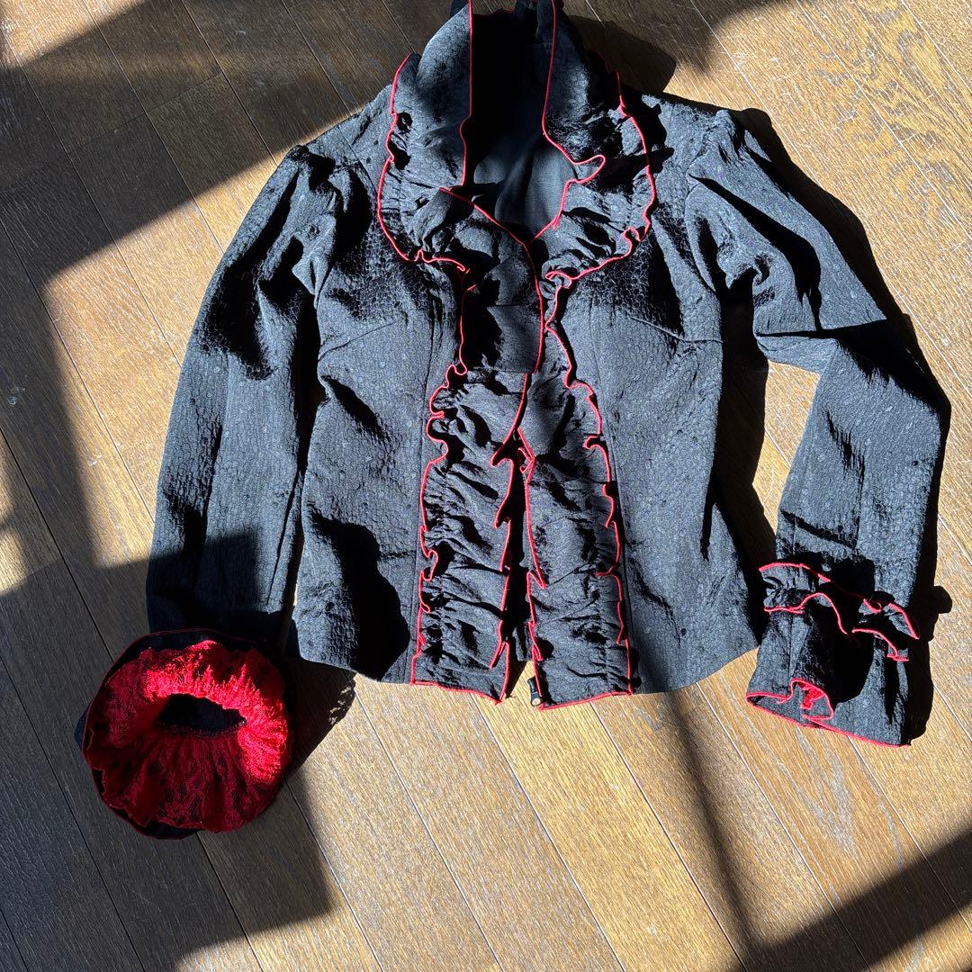 フラメンコドレス 黒　赤フリル付き