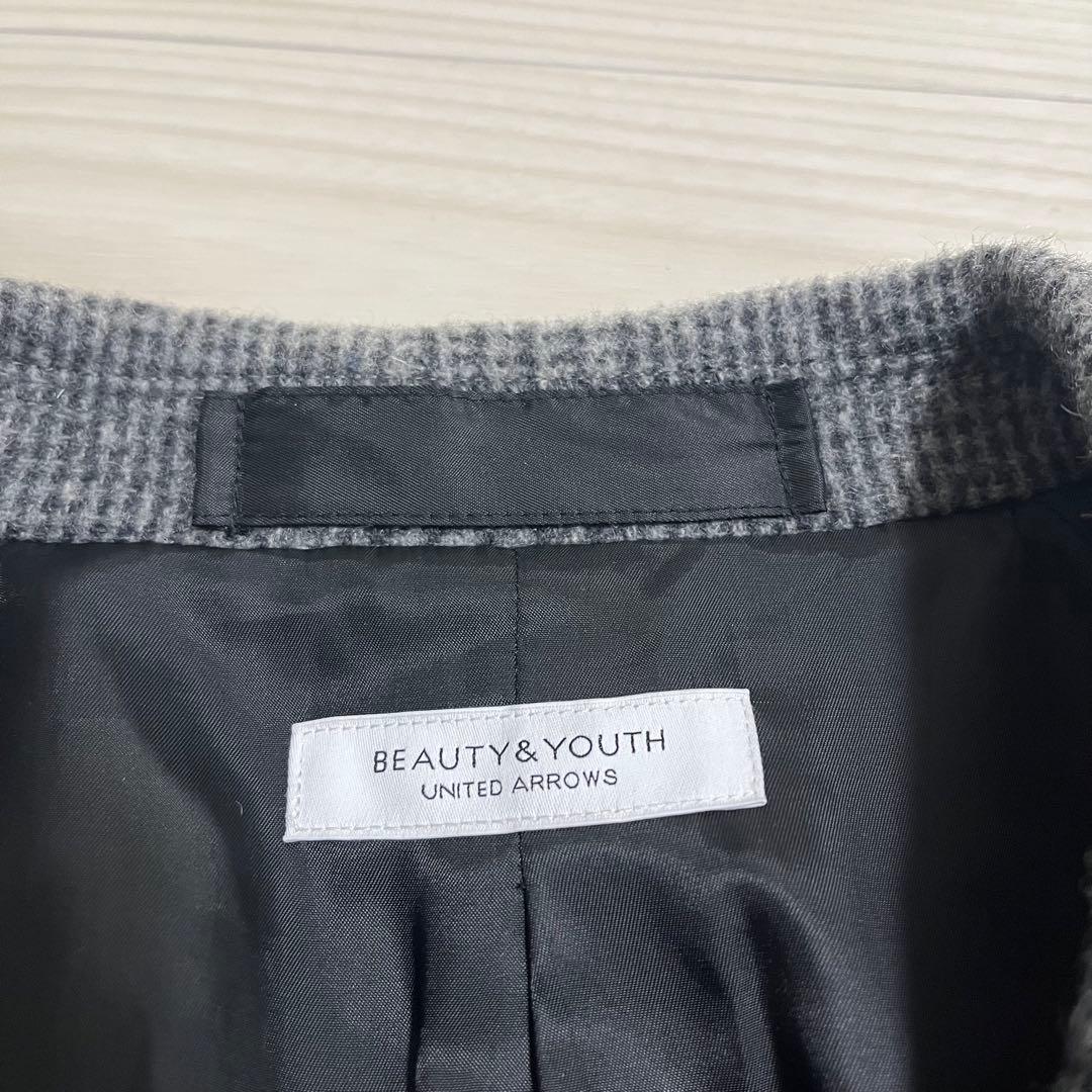 極美品　ユナイテッドアローズ　グレーチェック ダブルブレスト チェスターコートL