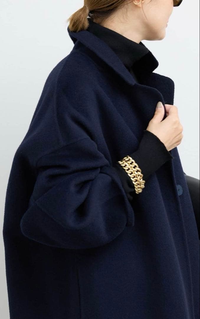 Deuxieme Classeウールアンゴラリバーコート　24AW ネイビー