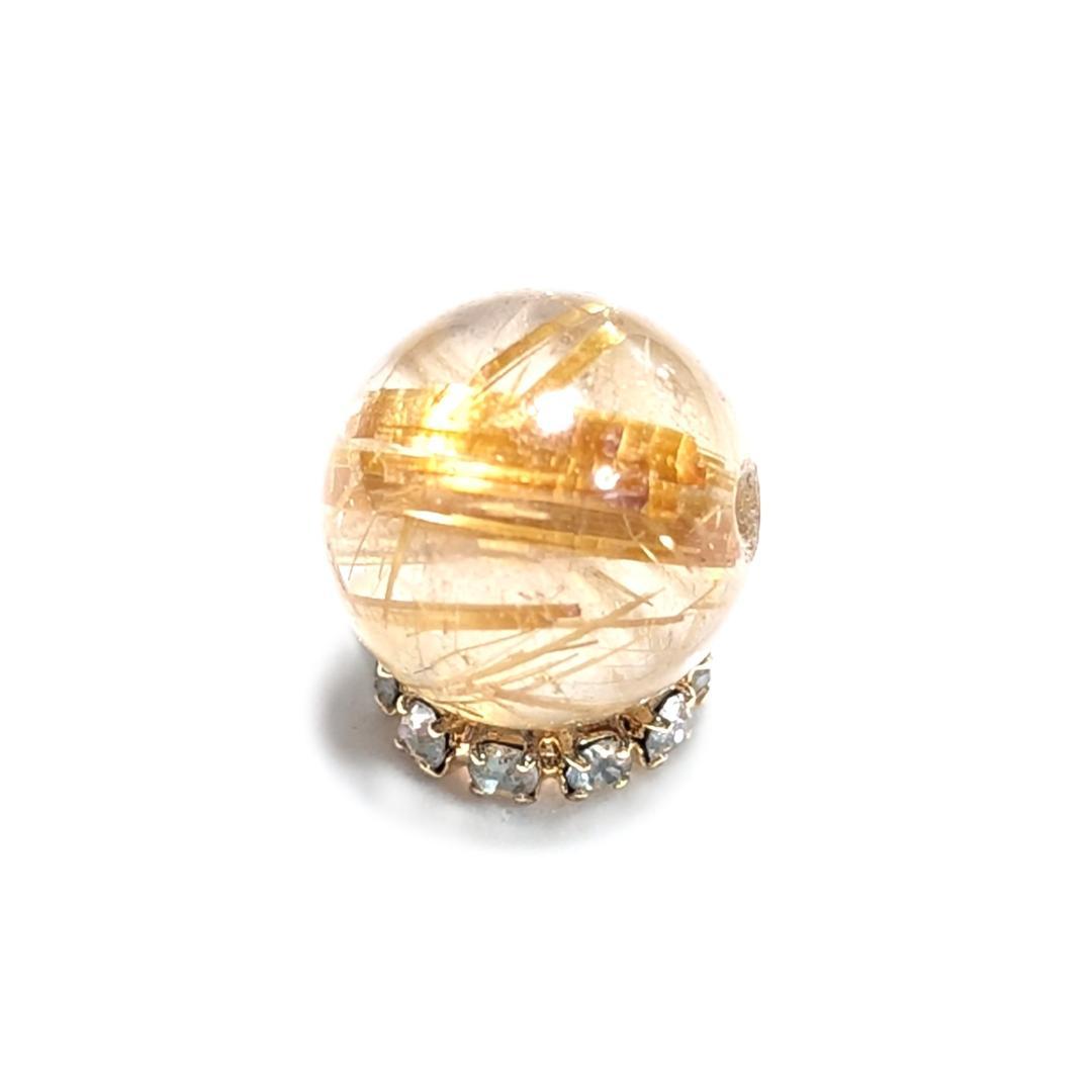 一点物 【豪快な太金針】ゴールドタイチンルチル 10ミリ 1粒売り お守り石