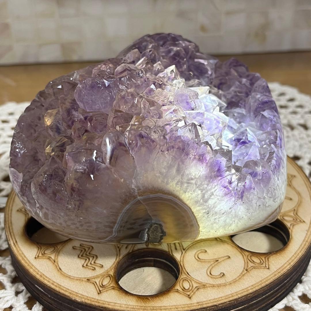 【天然石】レア★アメジスト　ハート　クラスター　母岩なし　ノーセメント