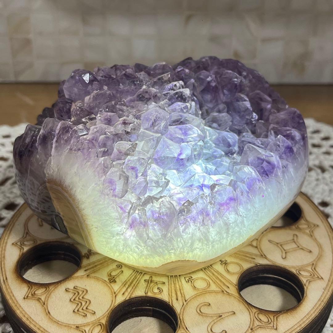 【天然石】レア★アメジスト　ハート　クラスター　母岩なし　ノーセメント